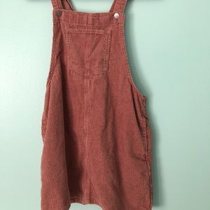 Pink Corduroy Overall Dress